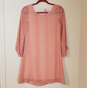 Royal peach coral Chevron watercolor print